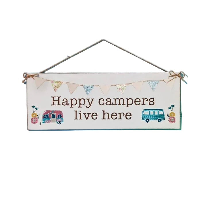 Happy Campers Engraved Wooden Plaque With 3D Bunting 10319DBA-12C4-43E5-9120-13EAC67B26FF