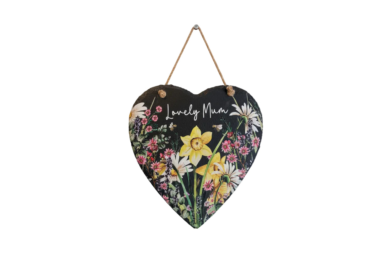 Lovely Mum Heart-Shape Slate With String Hanger