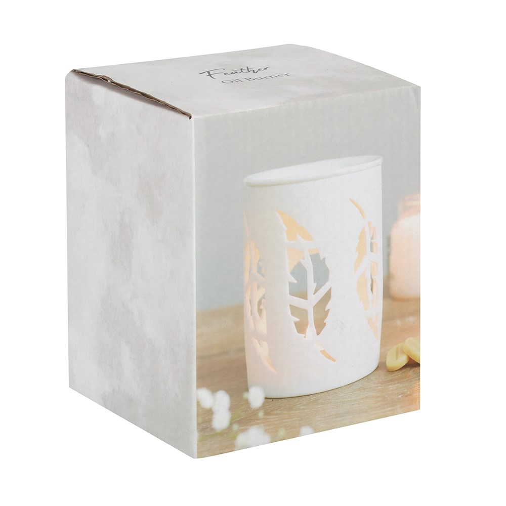 Ceramic White Feather Cut Out Wax Melter 2569AAEE-833C-4CE7-8650-686EDA3E2C36