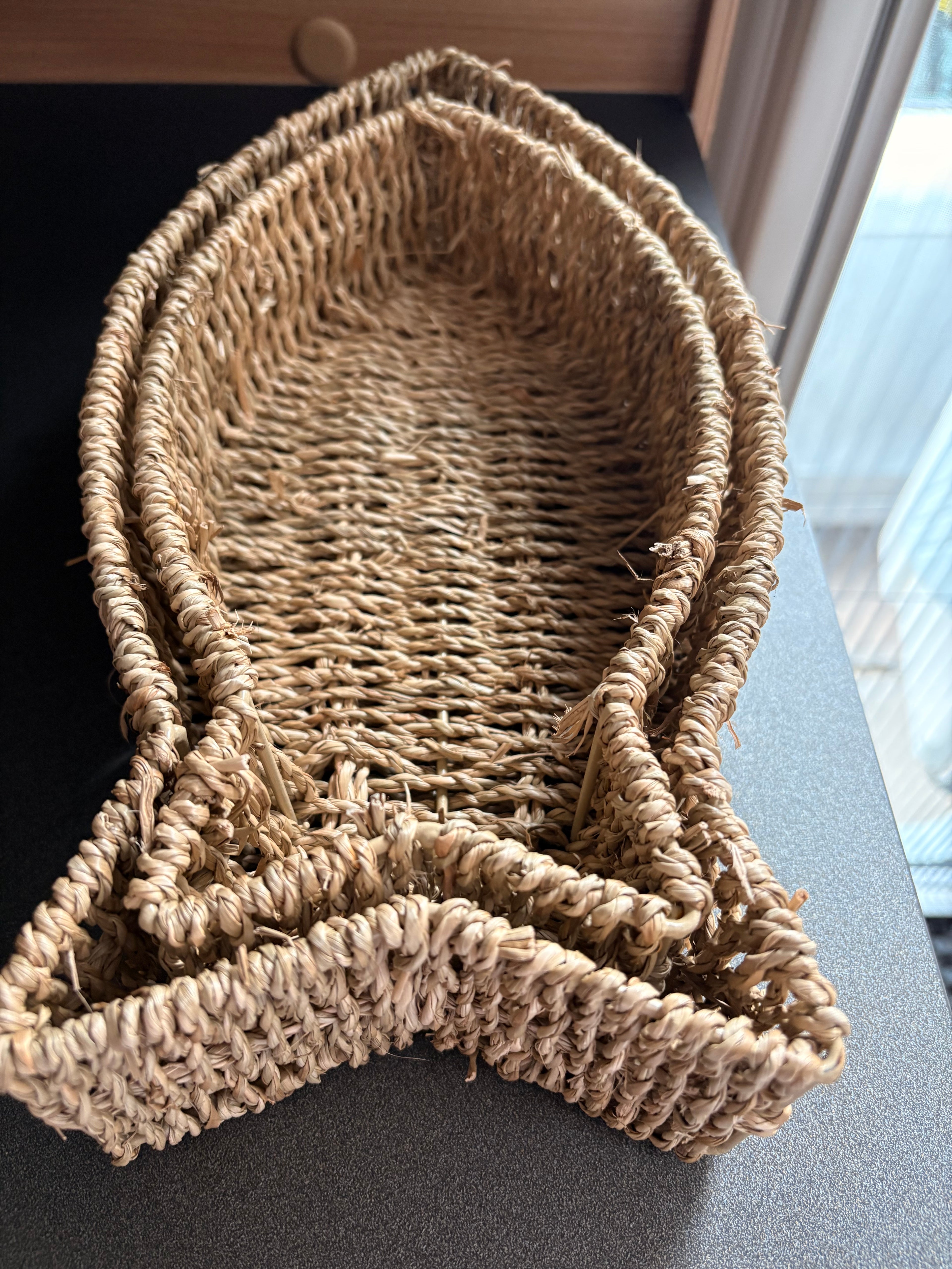 Set Of 2 Rattan Fish-Shaped Storage Baskets