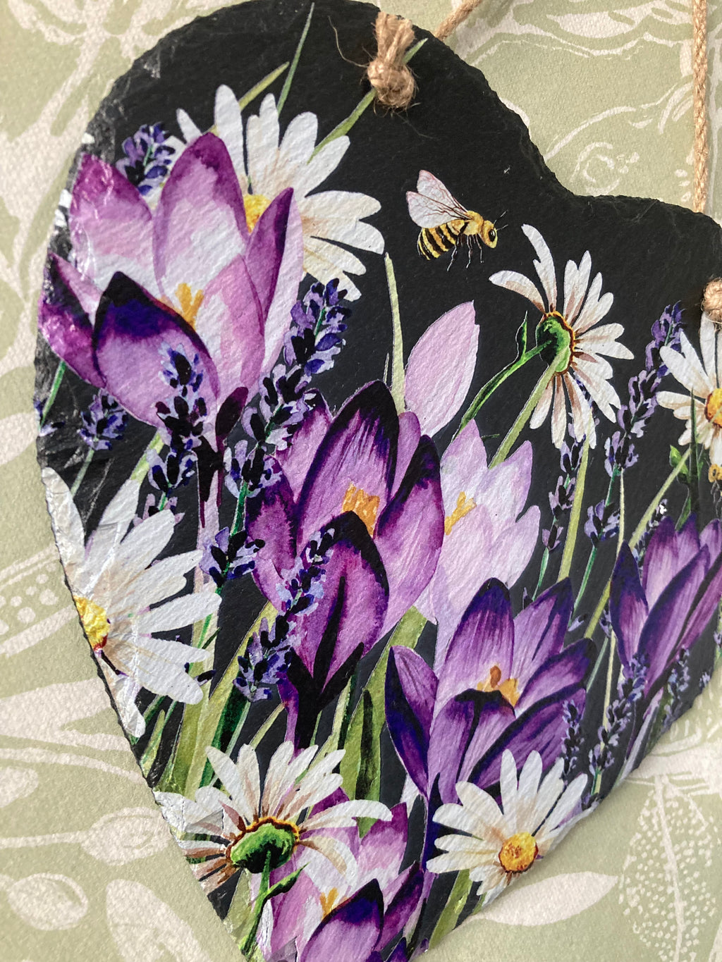 Spring Heart-Shape Slate With String Hanger