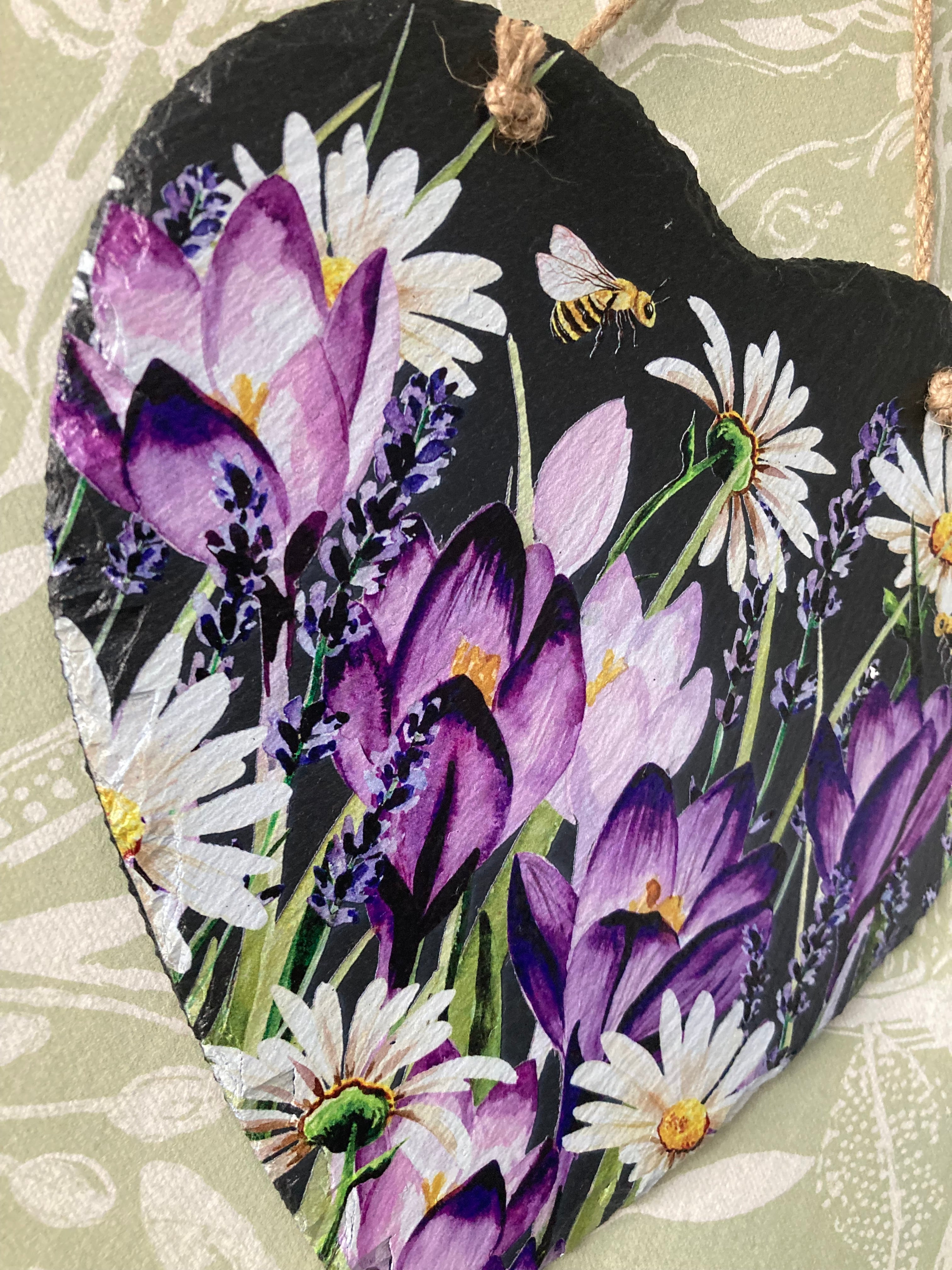 Spring Heart-Shape Slate With String Hanger