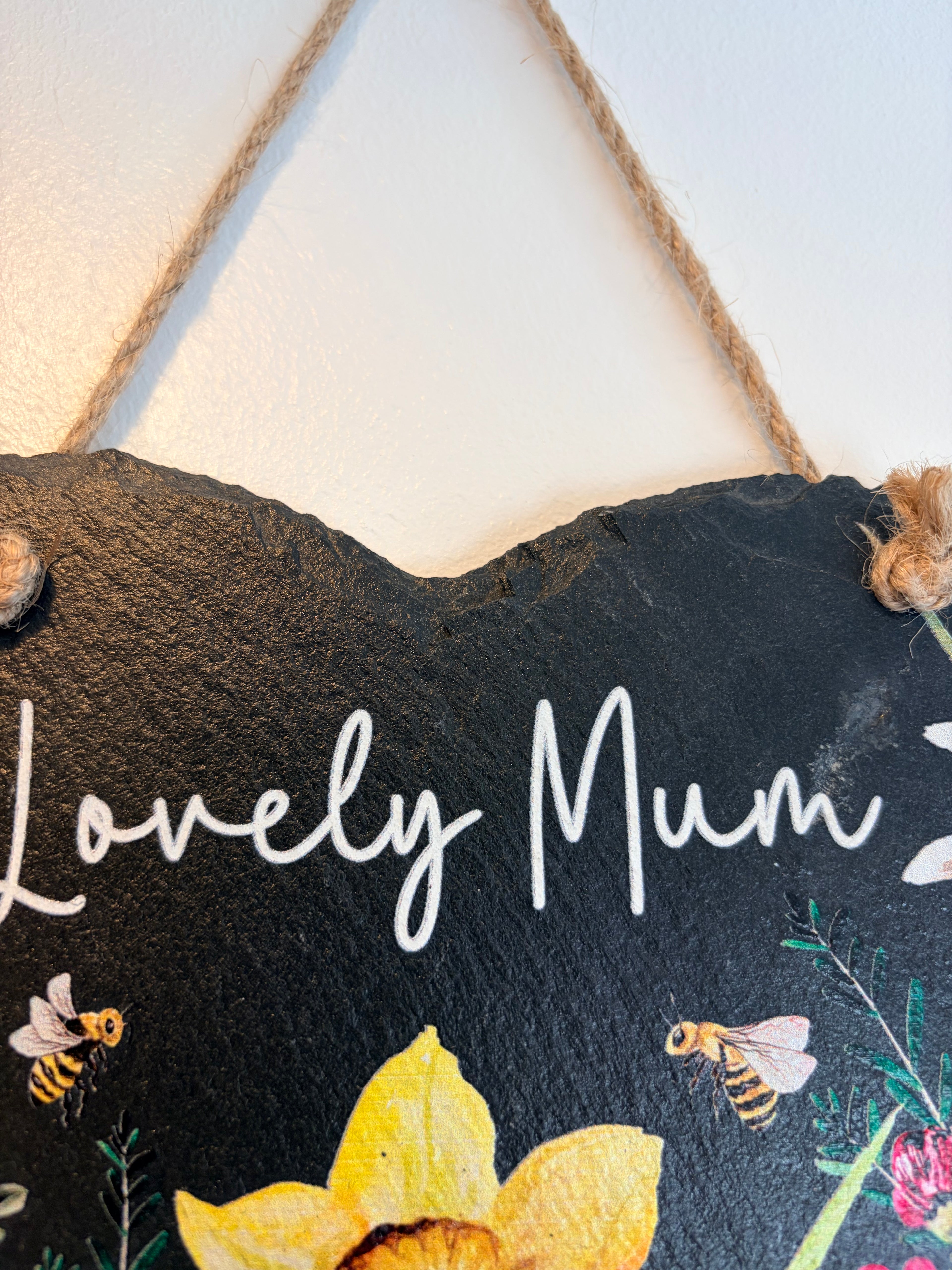 Lovely Mum Heart-Shape Slate With String Hanger