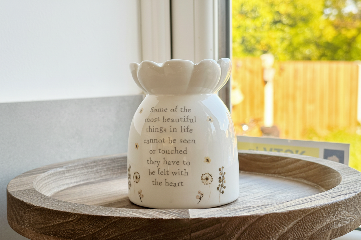 Ceramic White Wax Melter With Dandelions & Sentimental Verse 6BA13A2F-B380-44C3-96FC-3FEAB4066ED6