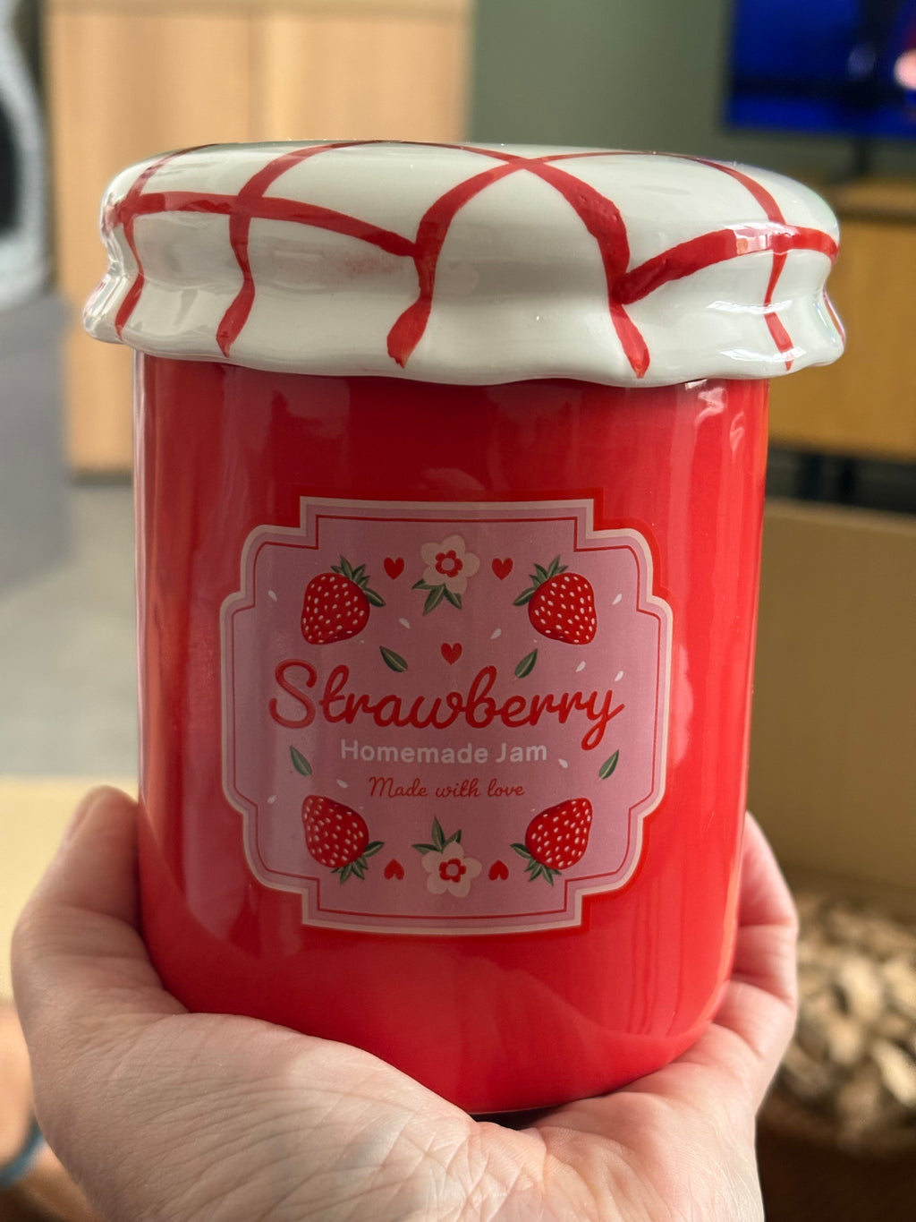 Ceramic Strawberry Jam Jar Wax Melter 7772C6EC-1BB1-4A0F-8D9B-8DBA187CABE7