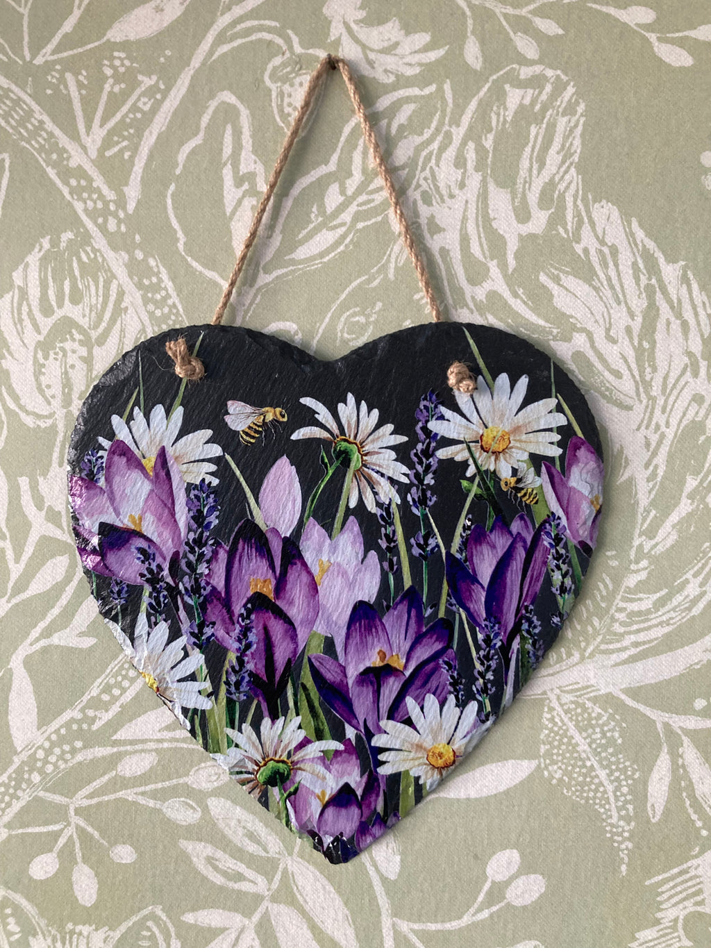 Spring Heart-Shape Slate With String Hanger