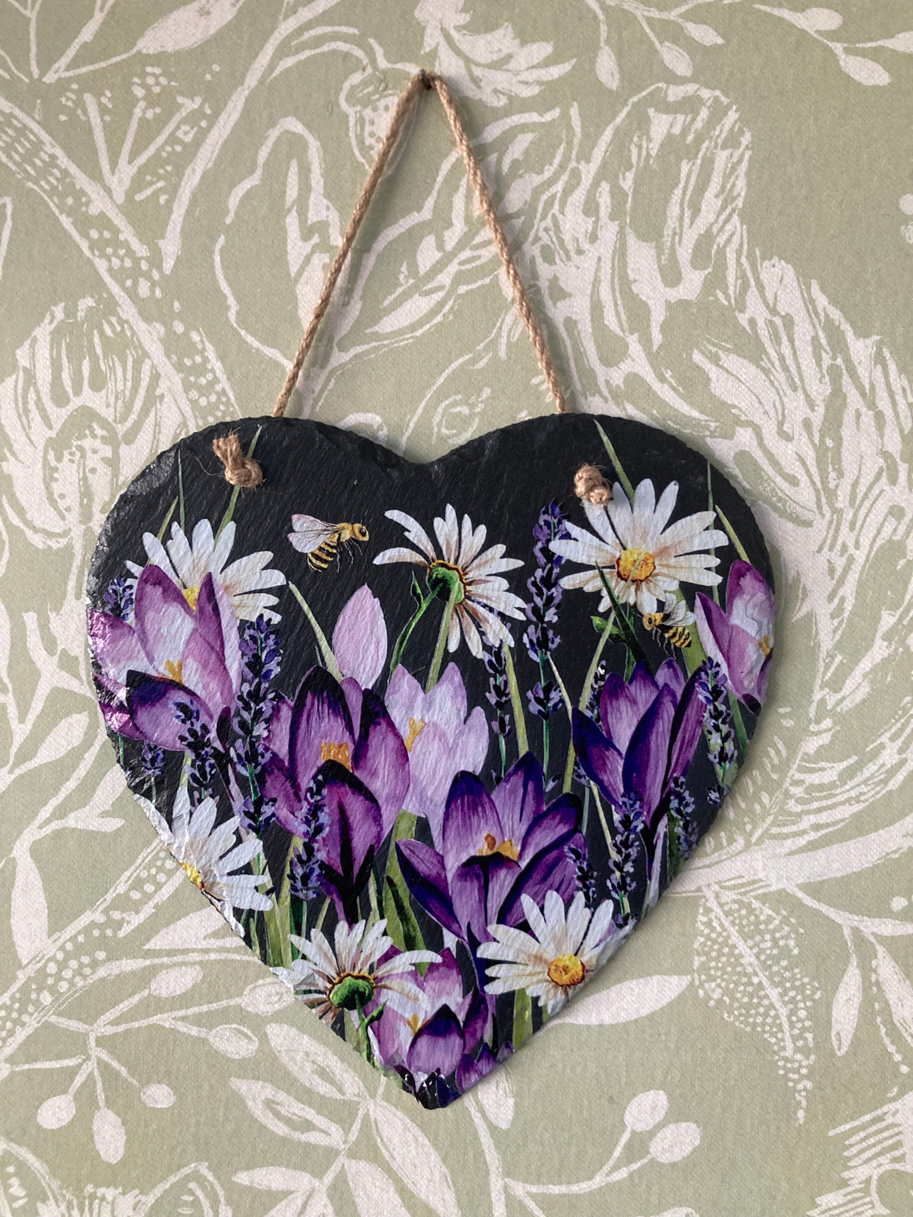 Spring Heart-Shape Slate With String Hanger