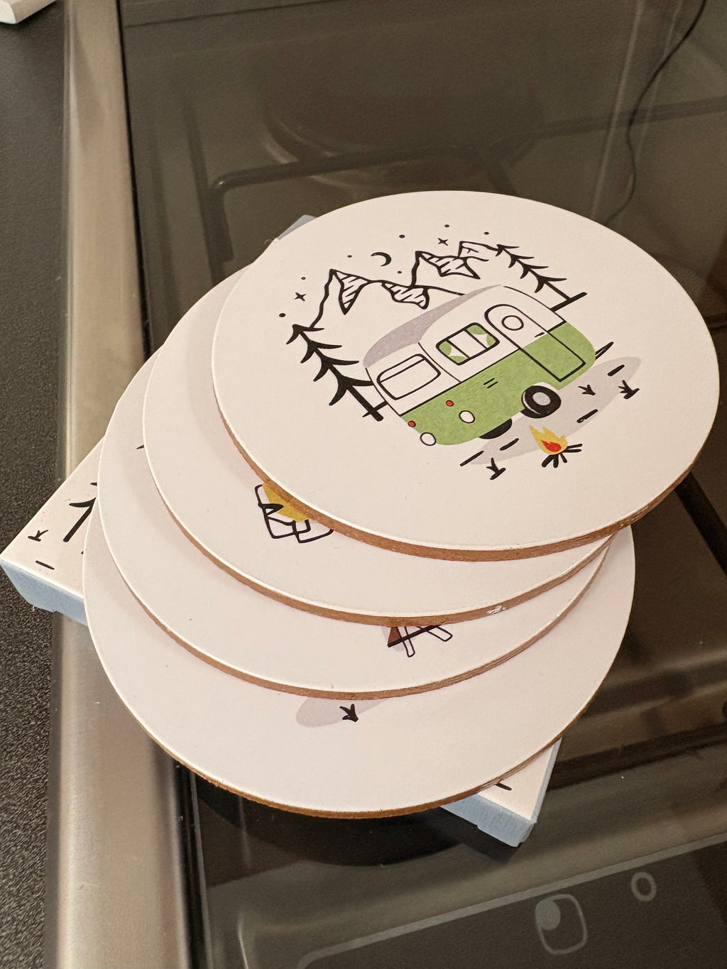 Wildwood Caravan Set Of 4 Cork Coasters 9237EA0C-B053-455C-B79A-940921BFBFC5