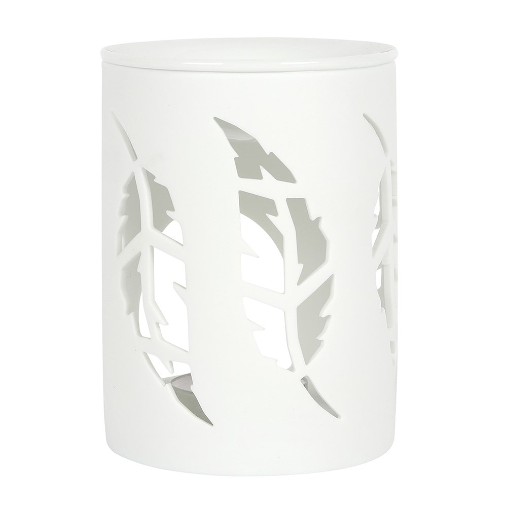 Ceramic White Feather Cut Out Wax Melter B14C6833-3BEB-4811-B7F3-D9C30A24C5C5
