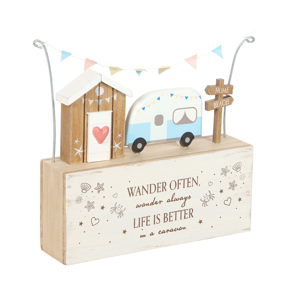 Wander Often Beach Hut & Caravan Wooden Ornament