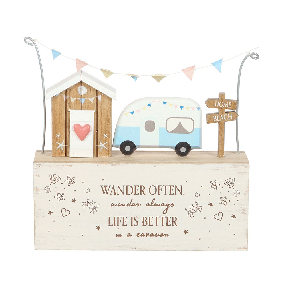 Wander Often Beach Hut & Caravan Wooden Ornament