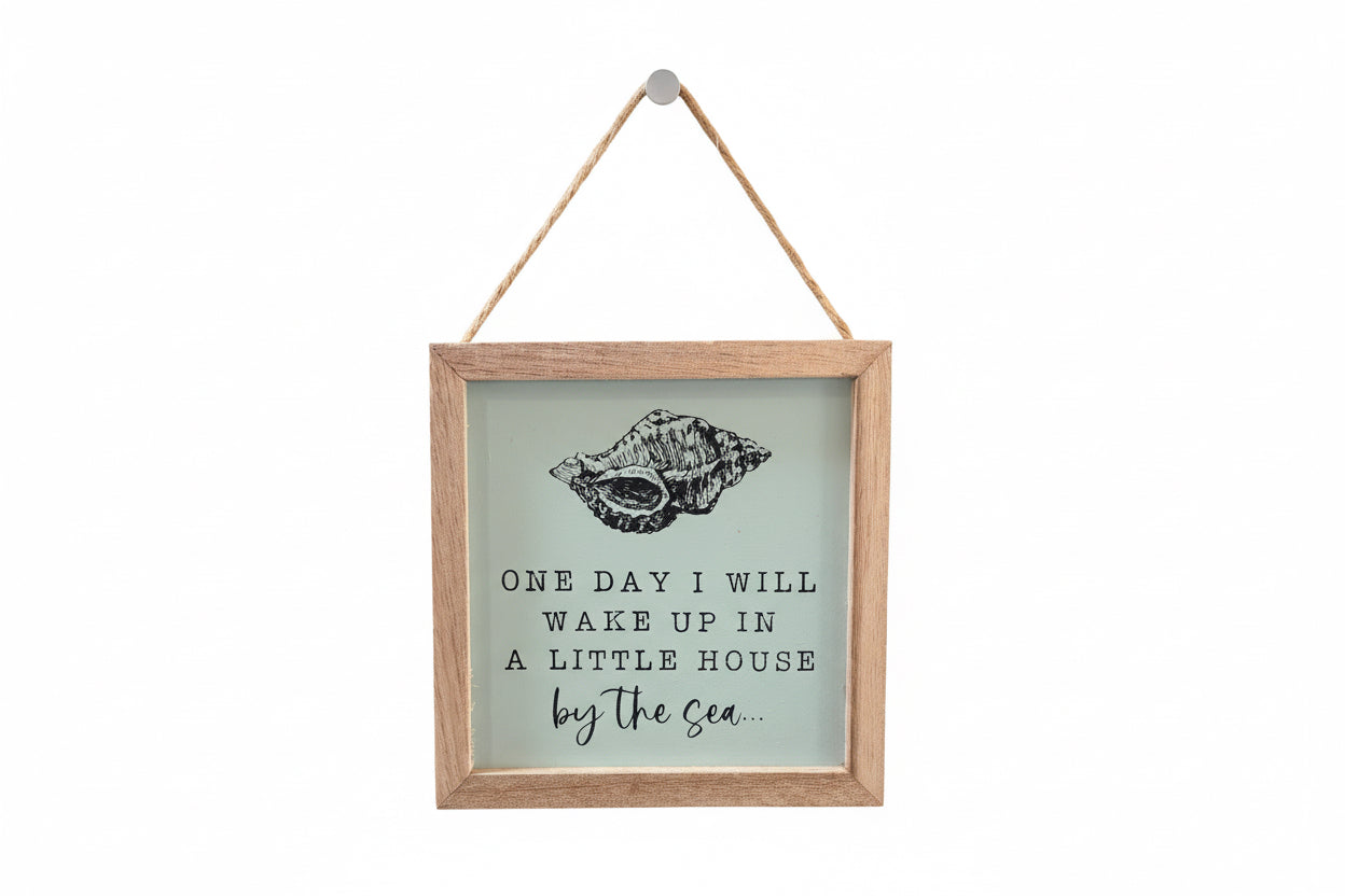 Wake Up By The Sea Wooden Framed Hanging Plaque