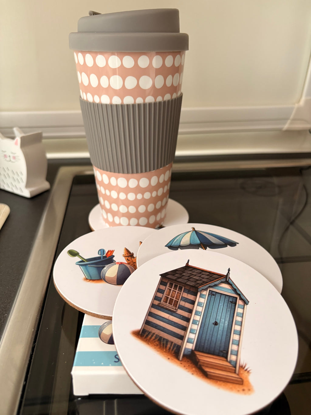 Set Of 4 Coastal Cork Coasters