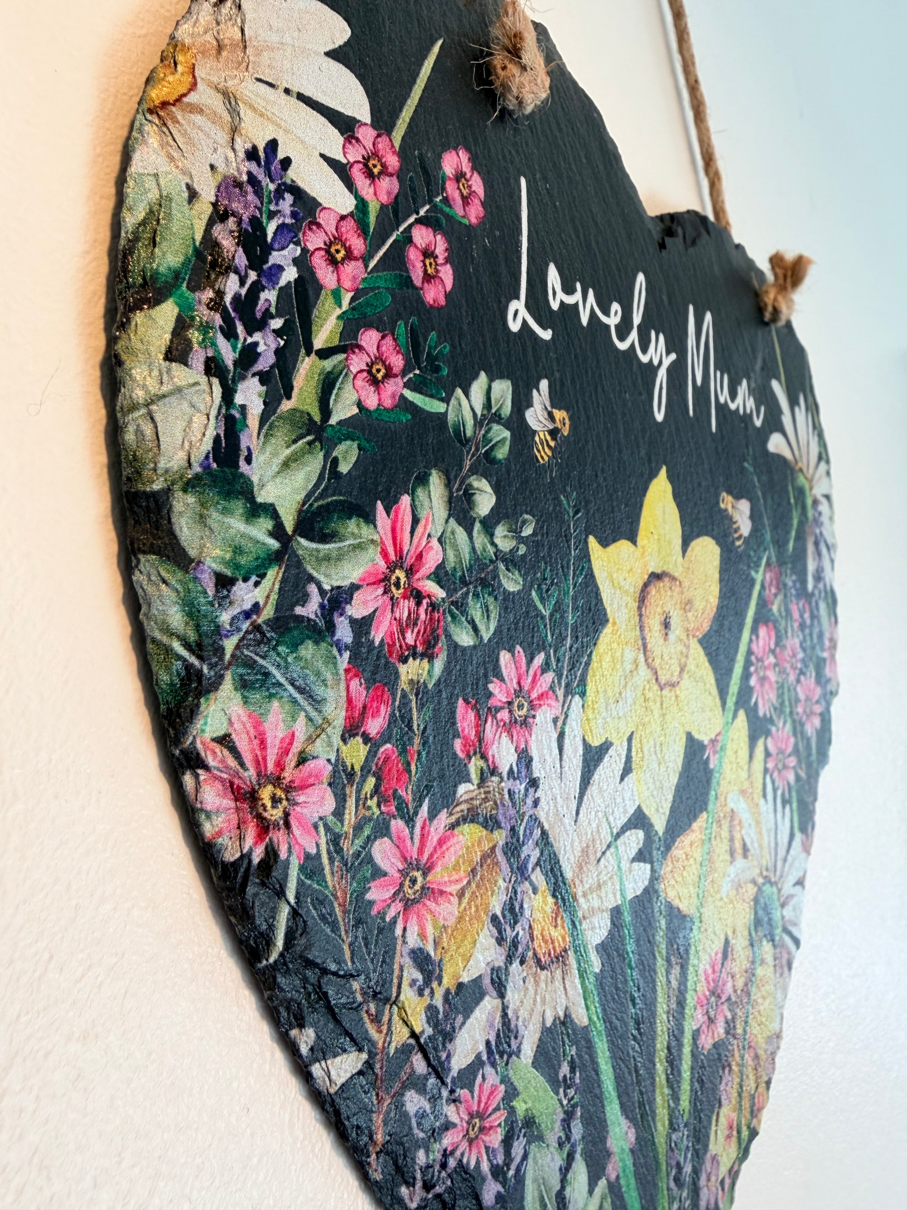 Lovely Mum Heart-Shape Slate With String Hanger