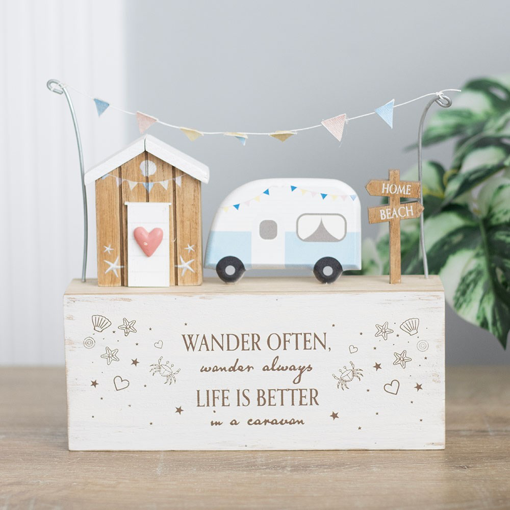 Wander Often Beach Hut & Caravan Wooden Ornament