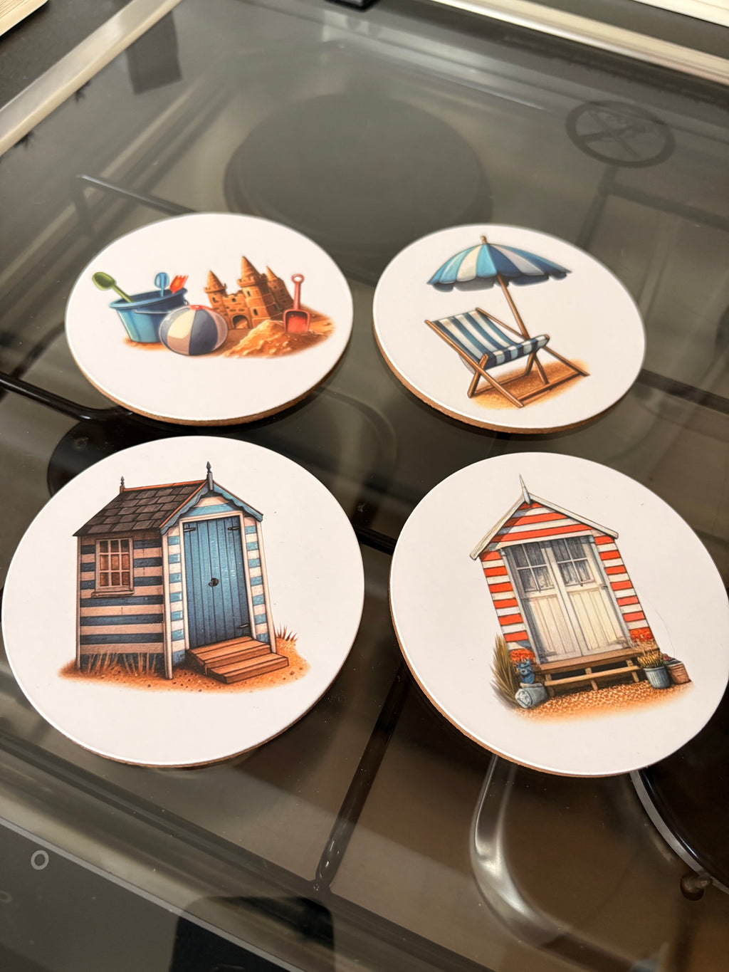 Set Of 4 Coastal Cork Coasters