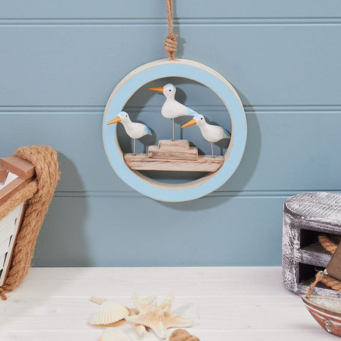 Round Wood Seagull Trio Rope Hanger IMG-0384