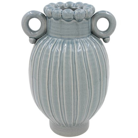 Ceramic Blue Beaded Vase With Handles IMG-0873