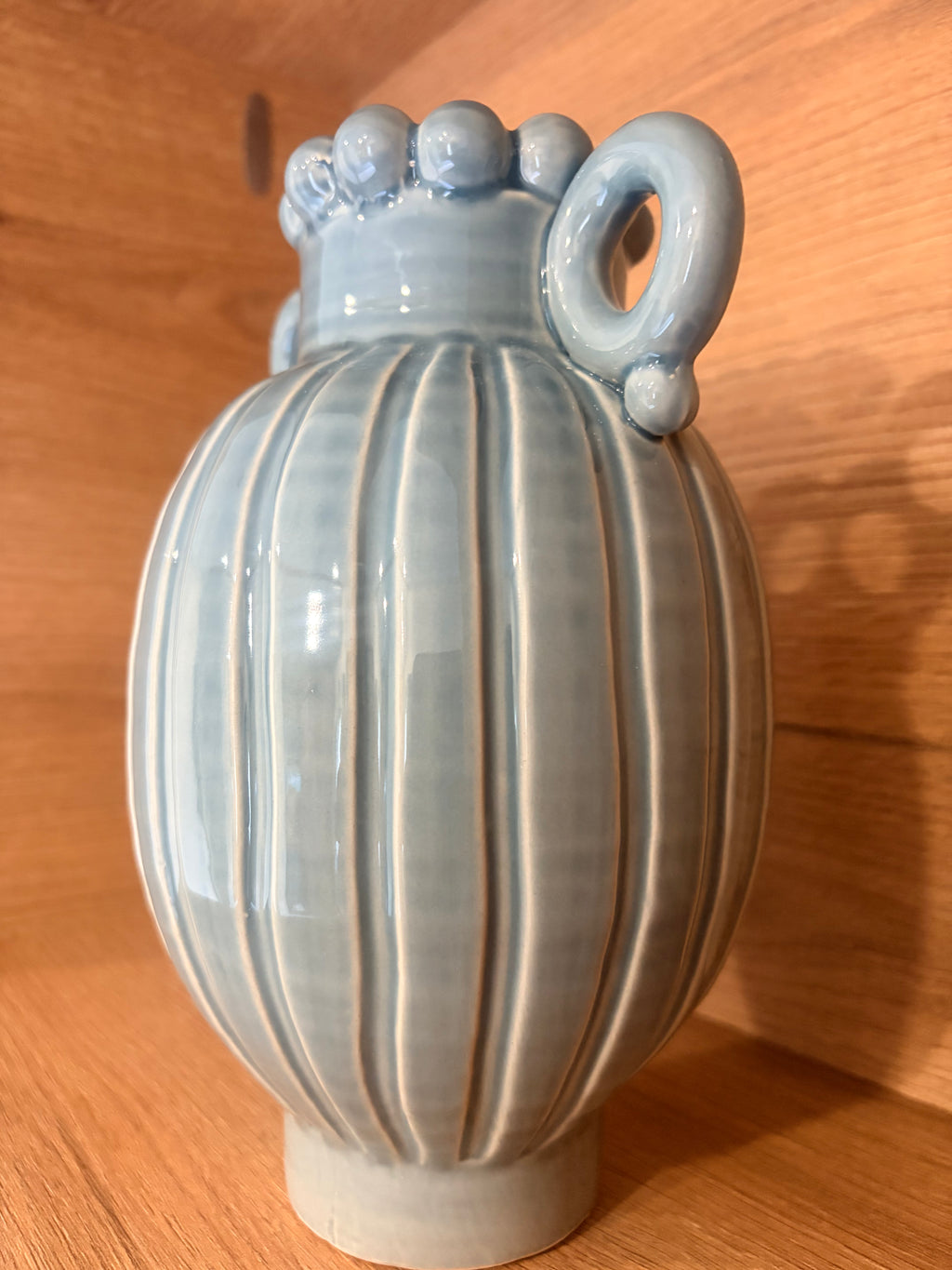 Ceramic Blue Beaded Vase With Handles IMG-1745